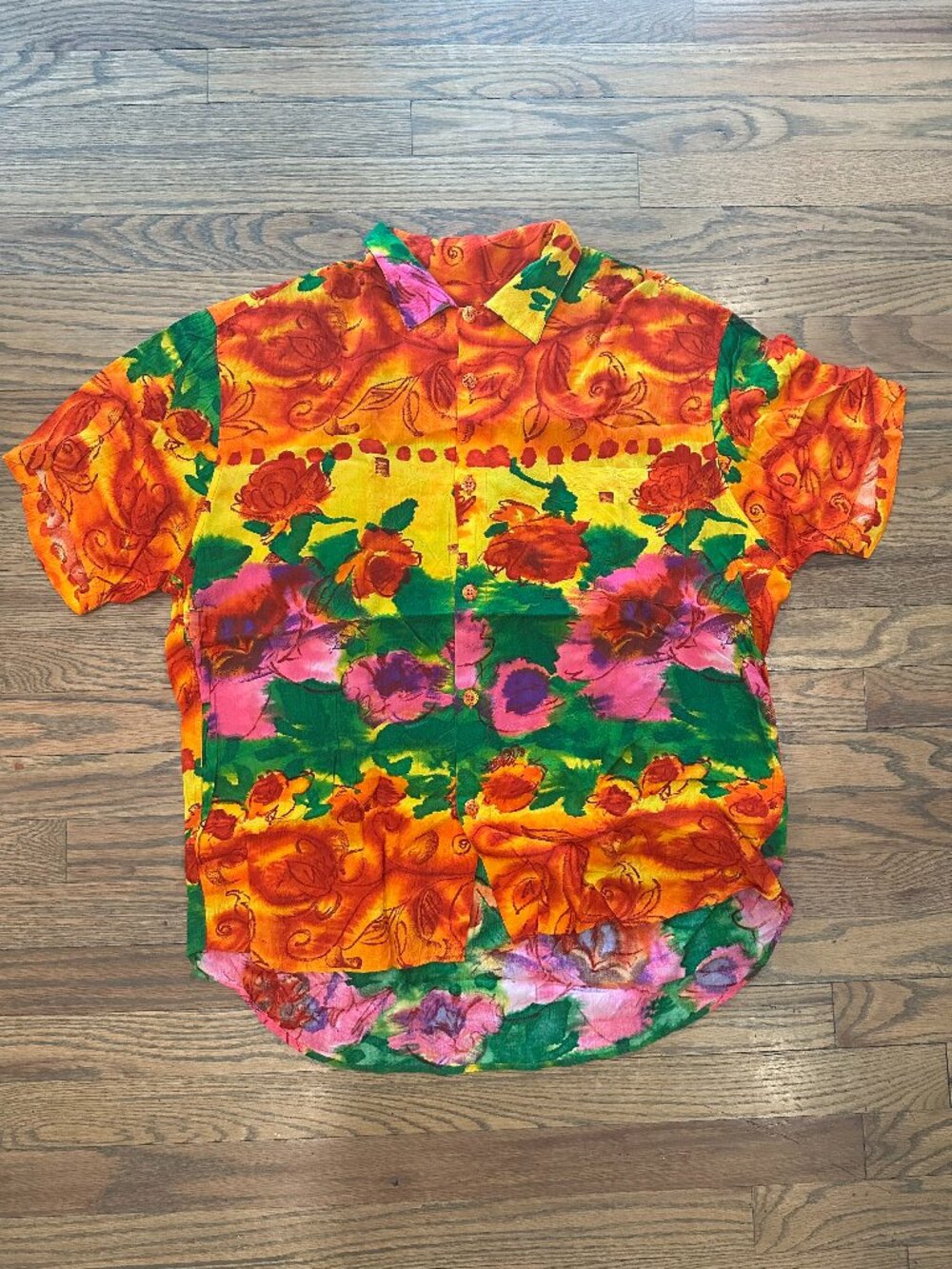 Vintage Jams World Orange Floral Shirt L